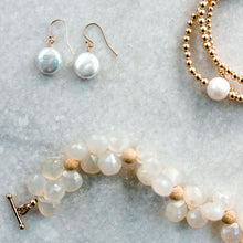 Load image into Gallery viewer, chalcedony + gold stardust bracelet