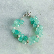 Load image into Gallery viewer, aqua chalcedony + sterling stardust bracelet