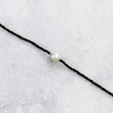 Load image into Gallery viewer, natural black spinel, pearl, and gold necklace
