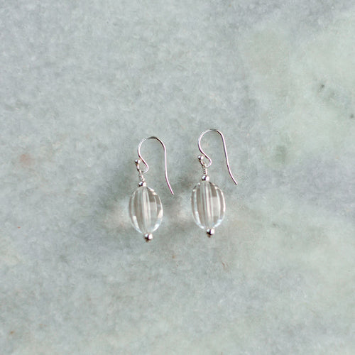 faceted clear quartz and sterling silver ear wire