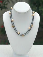 Load image into Gallery viewer, hematite + gold bead necklace
