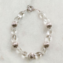 Load image into Gallery viewer, clear quartz + pumpkin sterling bead necklace
