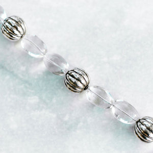 clear quartz and sterling silver bead necklace