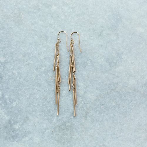 matte brass fringe earrings with gold ear wire