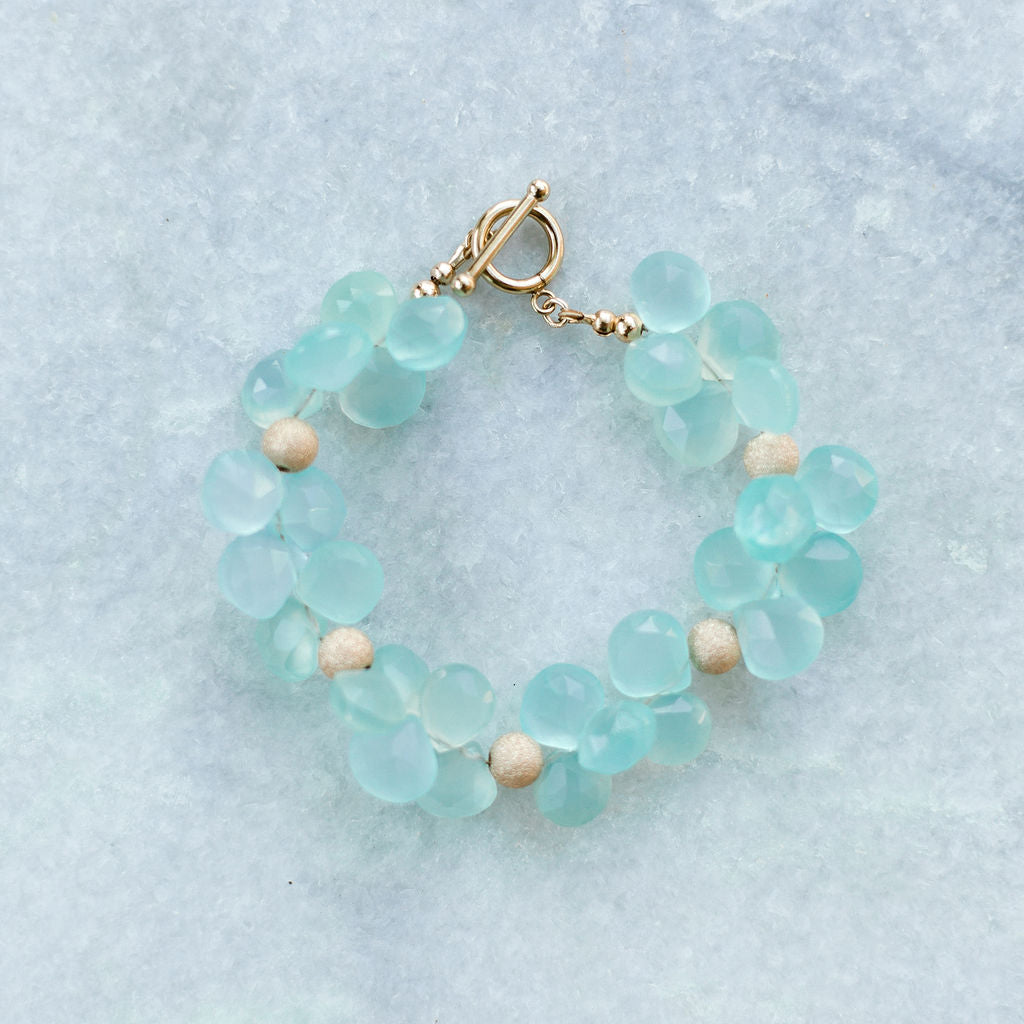 aqua chalcedony + gold stardust bracelet