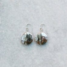 Load image into Gallery viewer, 20 mm hammered sterling disc earring with sterling silver ear wire
