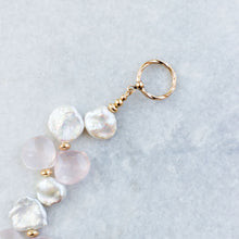 Load image into Gallery viewer, petal pearl + rose quartz + gold necklace
