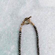 Load image into Gallery viewer, pyrite + pearl + gold necklace
