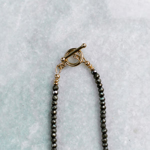 pyrite + pearl + gold necklace