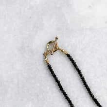 Load image into Gallery viewer, black spinel + pearl + gold necklace
