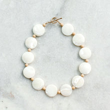 Load image into Gallery viewer, mother of pearl + gold stardust necklace
