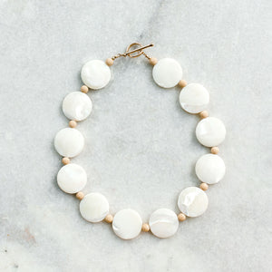 mother of pearl + gold stardust necklace