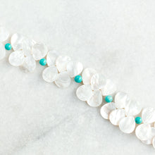 Load image into Gallery viewer, natural teardrop yellowlip shell and turquoise necklace
