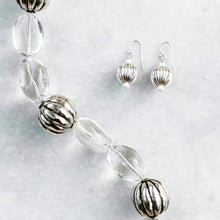 Load image into Gallery viewer, clear quartz + pumpkin sterling bead necklace
