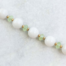 Load image into Gallery viewer, white jade + prehnite + gold necklace
