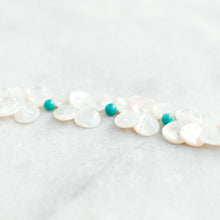 Load image into Gallery viewer, teardrop yellowlip shell + turquoise necklace
