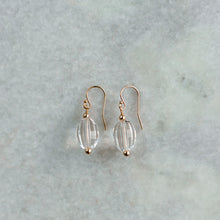 Load image into Gallery viewer, faceted clear quartz earrings and gold ear wire
