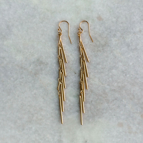 matte brass fringe earrings with gold ear wire