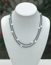 Load image into Gallery viewer, hematite + coin pearl necklace
