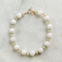 Load image into Gallery viewer, white jade + prehnite + gold necklace
