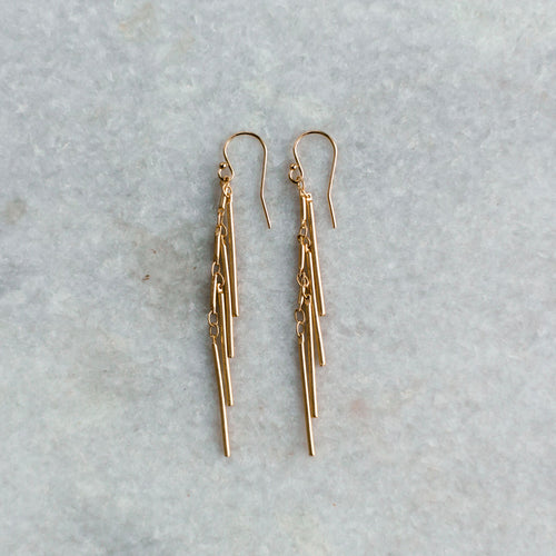 matte brass fringe earrings with  gold ear wire
