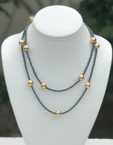 hematite and gold bead necklace