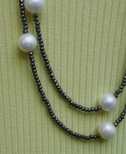 Load image into Gallery viewer, hematite + pearl necklace
