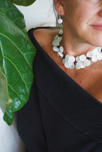 teardrop yellow lip shell + black onyx necklace