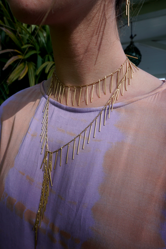 matte brass necklace, gold, handmade in the USA